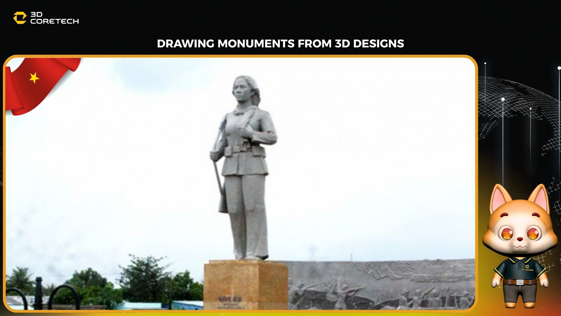 Vẽ tượng đài từ mẫu thiết kế 3D