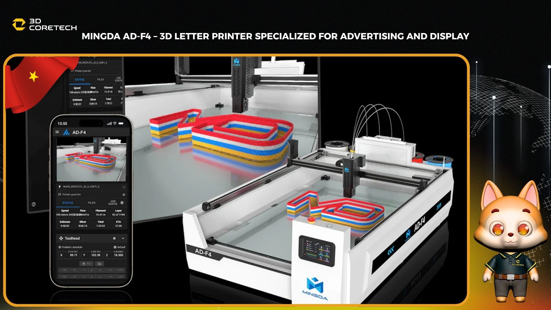 Mingda AD-F4 – Máy in chữ 3D chuyên dụng cho quảng cáo và trưng bày