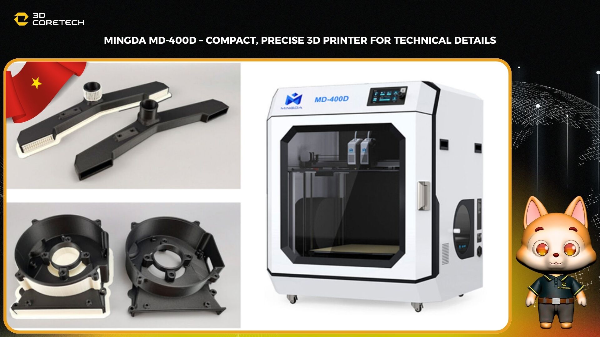 Mingda MD-400D – Máy in 3D nhỏ gọn, chính xác cho chi tiết kỹ thuật