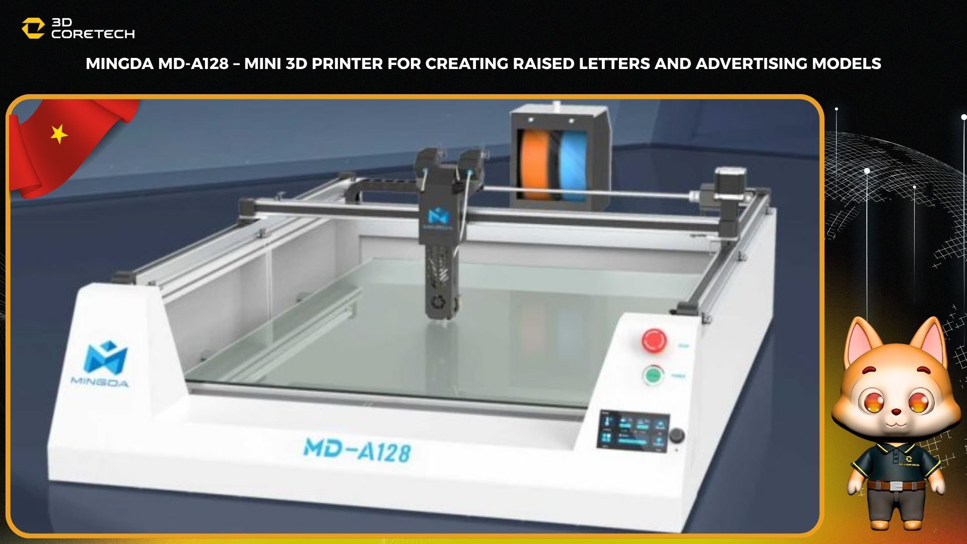Mingda MD-A128 – Máy in 3D mini tạo chữ nổi và mô hình quảng cáo