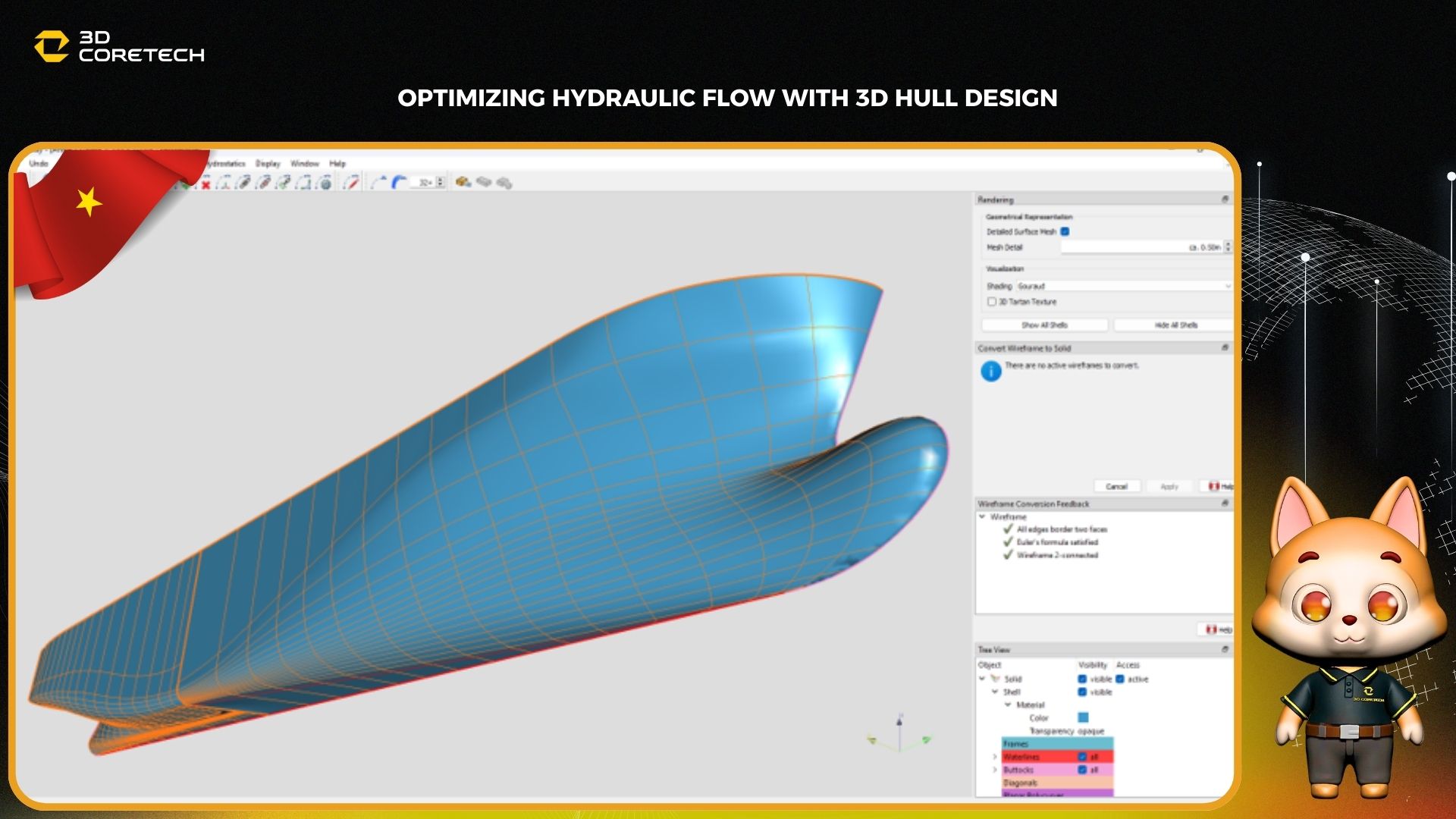 Tối ưu dòng chảy thủy lực với thiết kế thân tàu 3D