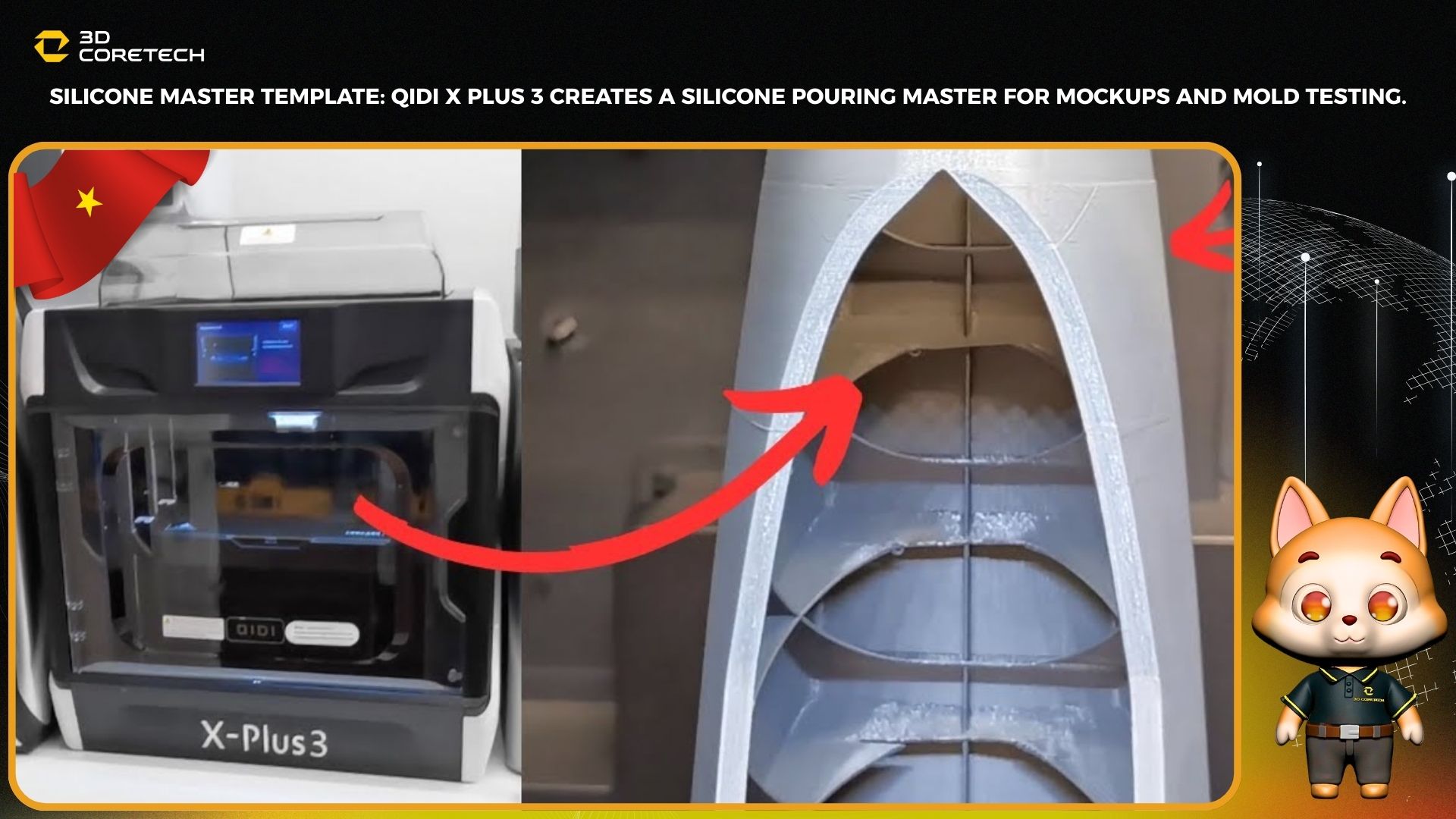 Mẫu master silicone: QIDI X Plus 3 tạo master đổ silicone cho mockup và thử khuôn