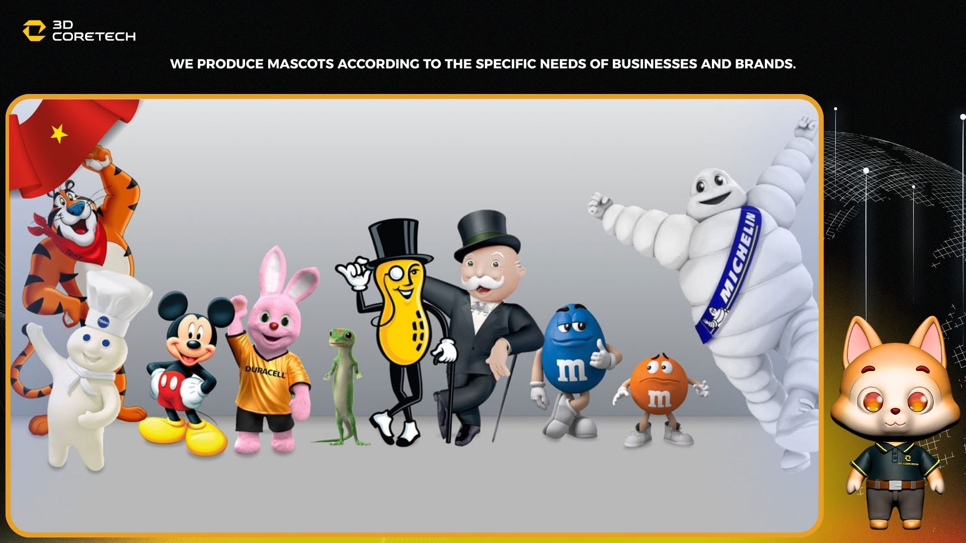 Sản xuất mascot theo nhu cầu thực tế của doanh nghiệp và thương hiệu